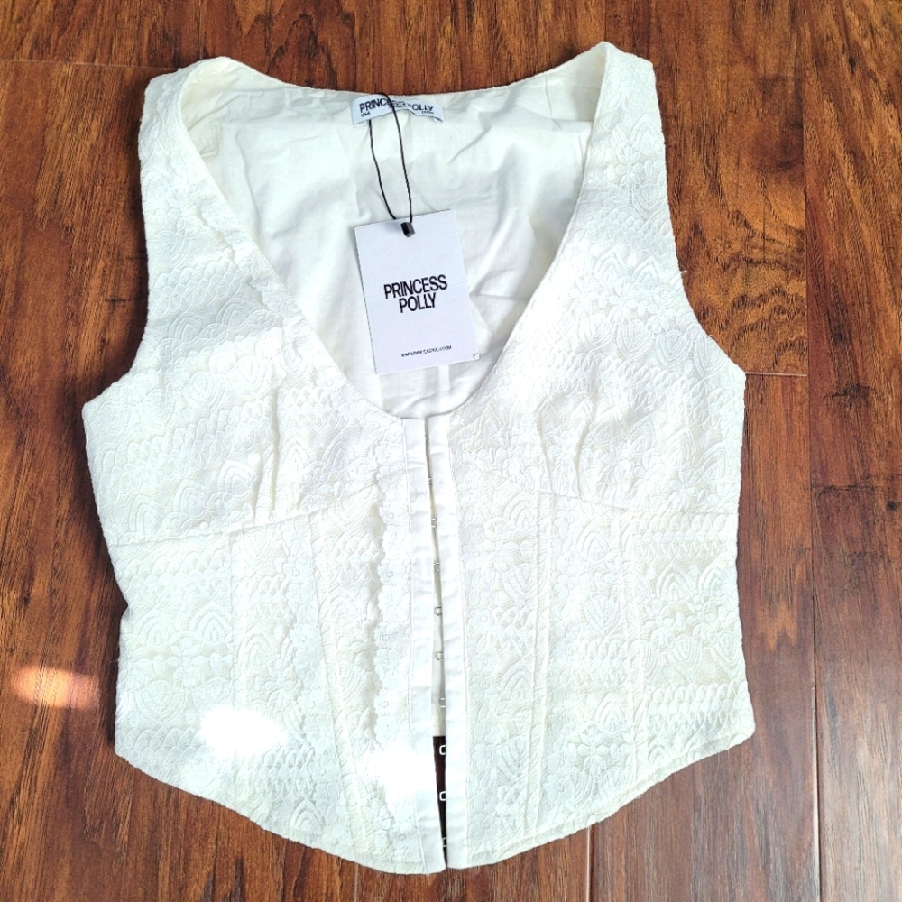 Princess Polly White Lace Tank Top